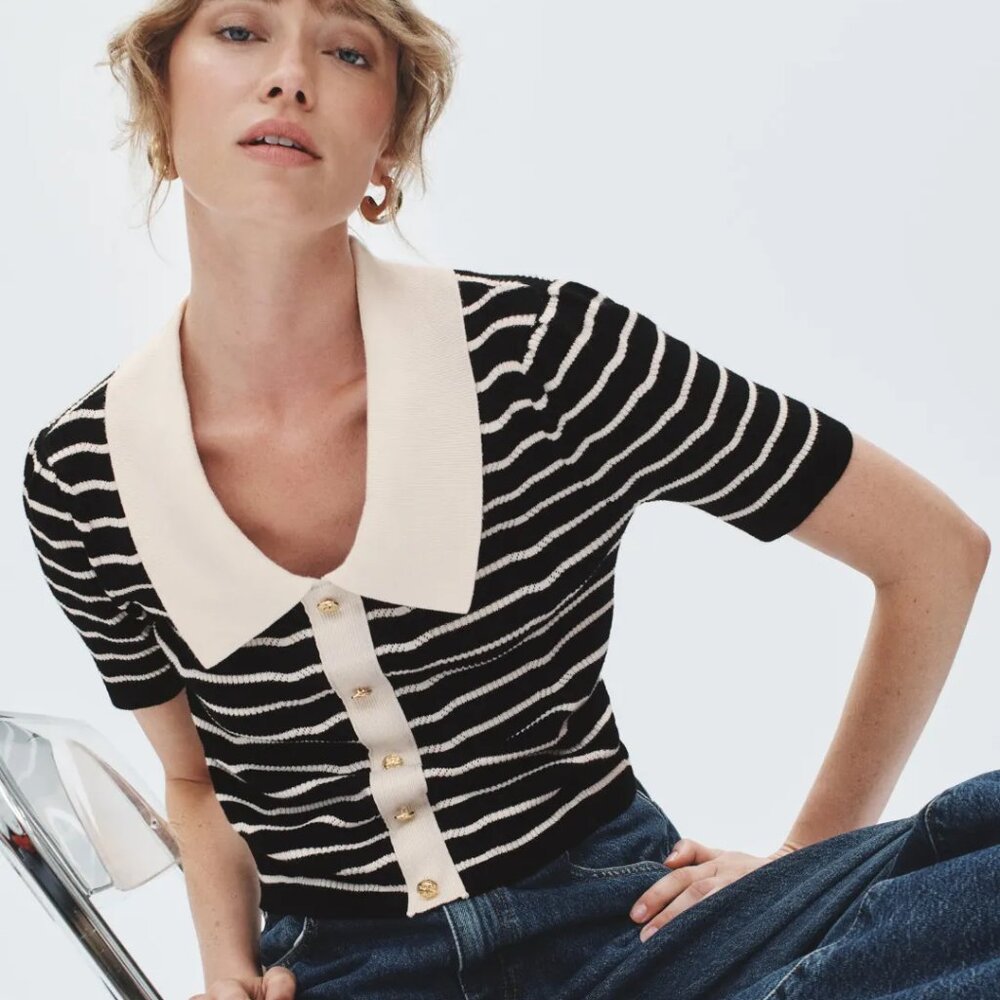 NVLT Short Sleeve Striped Cardigan